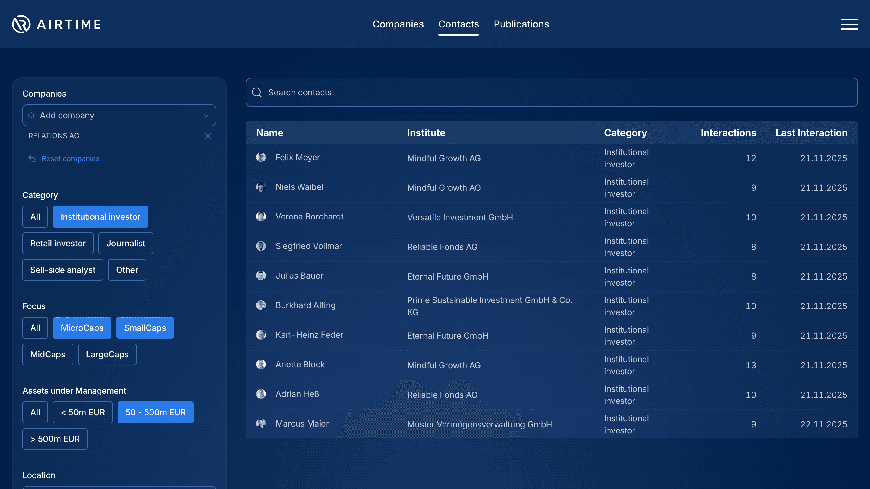 AIRTIME Broker Portal screenshot