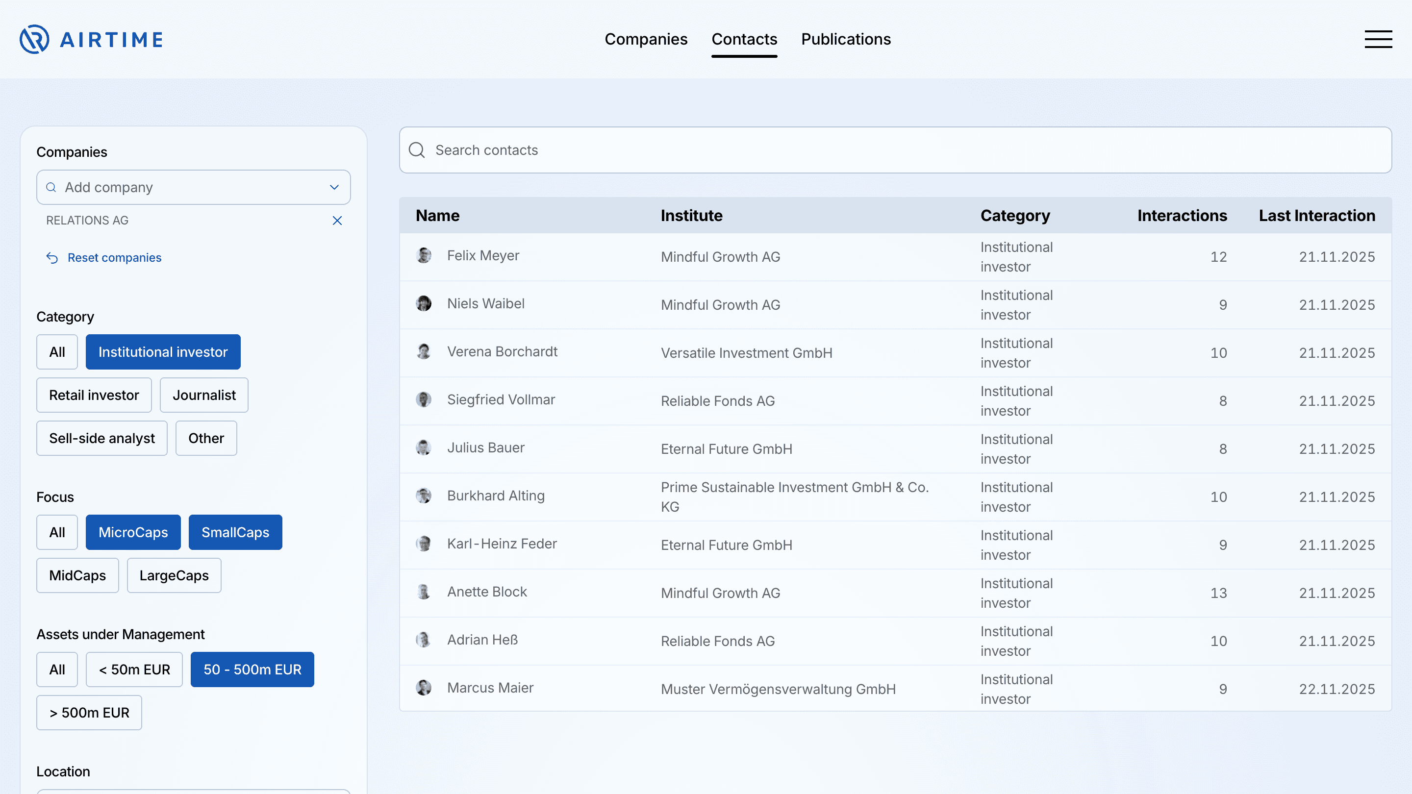 AIRTIME Broker Portal screenshot