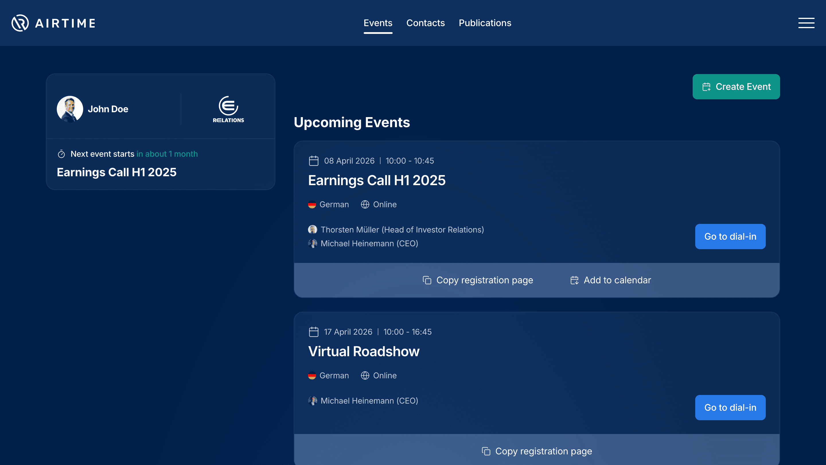 AIRTIME Issuer Portal screenshot