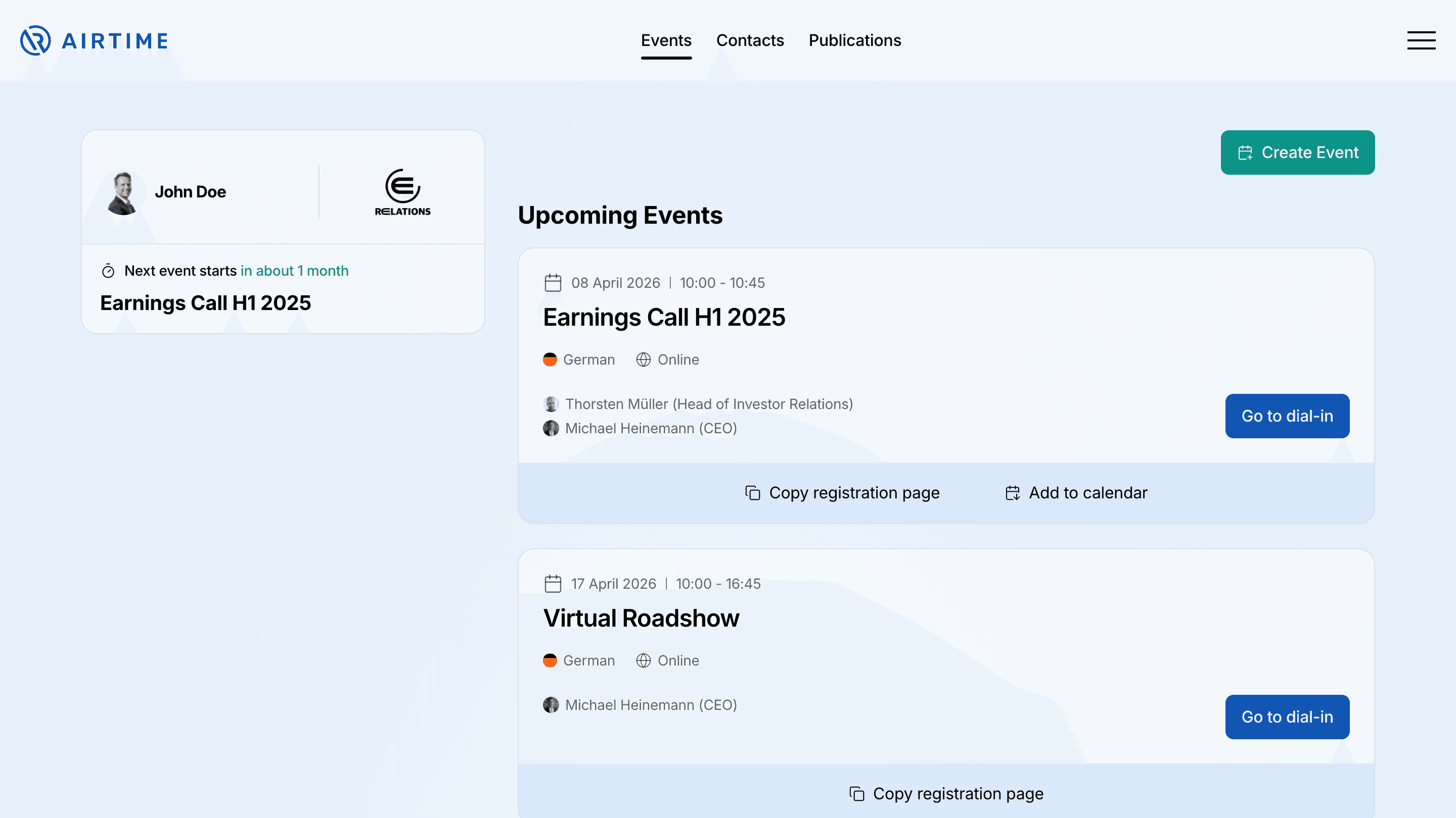 AIRTIME Issuer Portal screenshot